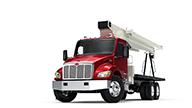 Peterbilt Model 548 Medium Duty Red Truck with White Crane Body Isolated - Thumbnail